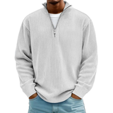 David | Herren Casual Pullover mit Viertel Zip – Weiß