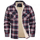 Ethan | Herren Karo Jacke mit Knöpfen und Taschen – Rot