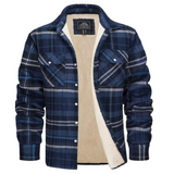 Ethan | Herren Karo Jacke mit Knöpfen und Taschen – Blau-Grau