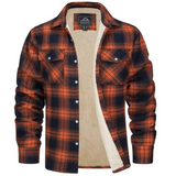 Ethan | Herren Karo Jacke mit Knöpfen und Taschen – Orange