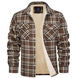 Ethan | Herren Karo Jacke mit Knöpfen und Taschen – Khaki