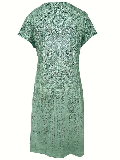 Sommerkleid Mit Rundhalsausschnitt Und Kurzen Ärmeln Für Damen | Mini