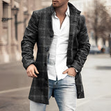 Michael | Herren Klassischer Langer Mantel mit Knopfleiste – Schwarz
