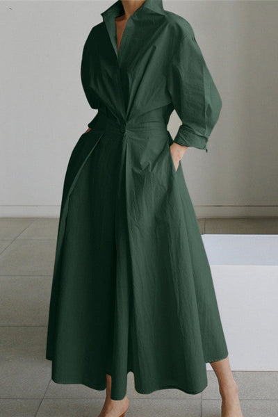 Hannelore - Elegantes Damenkleid aus Baumwolle mit Peter-Pan-Kragen und Taschen