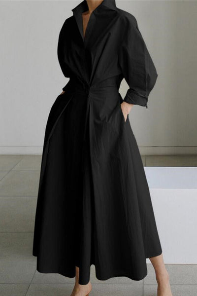 Hannelore - Elegantes Damenkleid aus Baumwolle mit Peter-Pan-Kragen und Taschen