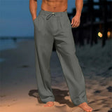 Herren Leinenhose Mit Weitem Bein – Grau