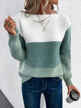 Emma | Moderner Farbblock-Strickpullover für Damen – Grün