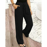 Estrelle - Loungehose mit Kordelzug und Spitzenbesatz – Schwarz