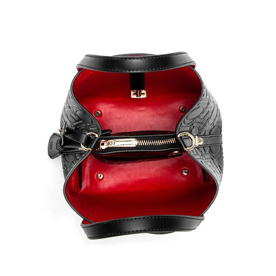 Helviora® | Strukturierte Ledertasche mit Monogrammprägung