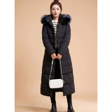 Deborah | Damen Lange Winterjacke mit Kapuze und Reißverschluss – Schwarz