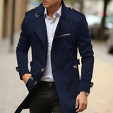 Decker | Herren Langer Elegante Trenchcoat – Dunkelblau