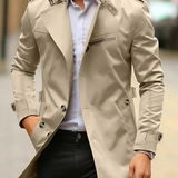 Decker | Herren Langer Elegante Trenchcoat – Hellbeige