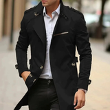 Decker | Herren Langer Elegante Trenchcoat – Schwarz