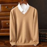 Anton | Klassischer V-Neck Kaschmir Pullover – Khaki