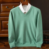 Anton | Klassischer V-Neck Kaschmir Pullover – Schwarz / Grün