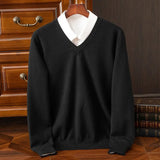 Anton | Klassischer V-Neck Kaschmir Pullover – Schwarz
