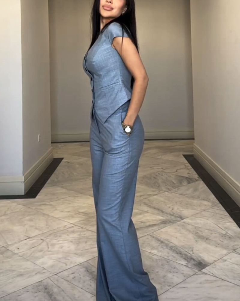 Briyanna® | Leinenblusen und Hosen-Set