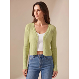 Doreen | Damen Leichte Strickjacke mit V Ausschnitt und Knöpfen – Grün