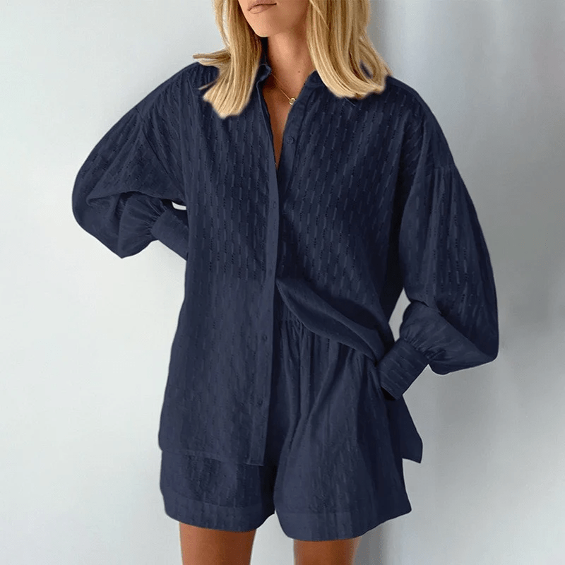 Christa | Luftiges Baumwoll-Set mit Oversized-Bluse & Shorts