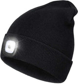 Warme LED-Beanie-Mütze mit Licht – Schwarz