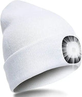 Warme LED-Beanie-Mütze mit Licht – Weiß