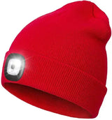 Warme LED-Beanie-Mütze mit Licht – Rot