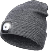 Warme LED-Beanie-Mütze mit Licht – Grau