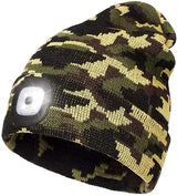 Warme LED-Beanie-Mütze mit Licht – Olivgrün