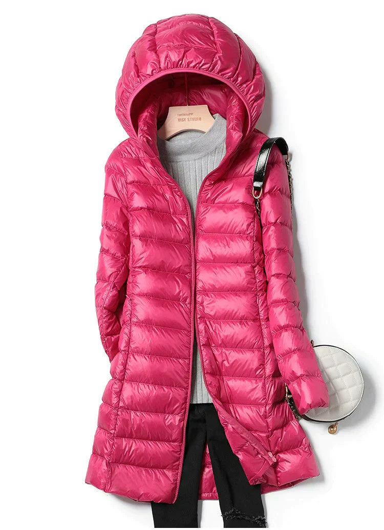 Stilvolle lange Winter Daunenparka für Damen | Ideal für den Winter