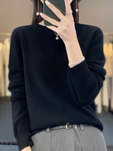 Kirsten | Damen Klassischer Strickpullover mit Langarm – Schwarz