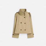 Kurzer Trenchcoat für Damen mit Gürtel – Khaki