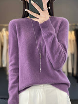 Kirsten | Damen Klassischer Strickpullover mit Langarm – Violett