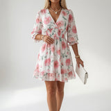 Maelona - Minikleid mit floralen Smock-Details in Soft-Touch-Qualität – Florales Pink