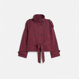 Kurzer Trenchcoat für Damen mit Gürtel – Bordeaux