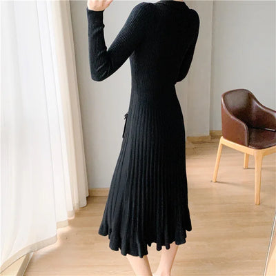 Thaliora® | Elegantes Strickkleid mit Knopfleiste