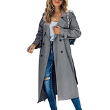 Beatrice | Damen Lässiger Trenchcoat mit Knöpfen – Grau