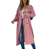 Damen Langmantel mit Knöpfen und langen Ärmeln – Rosa