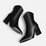 Damen-Chelsea-Stiefeletten mit Absatz | Reißverschluss, veganes Leder – Schwarz