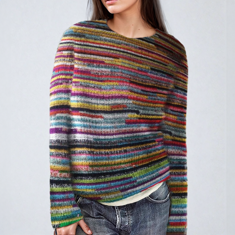 Jannie™ - Bunt gestreifter Strickpullover