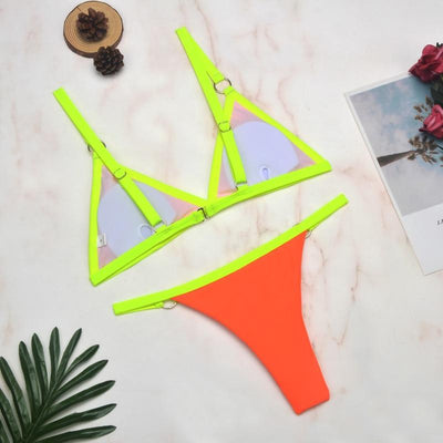 Triangel Bikini Set Damen – Veganleder Look, Verstellbar