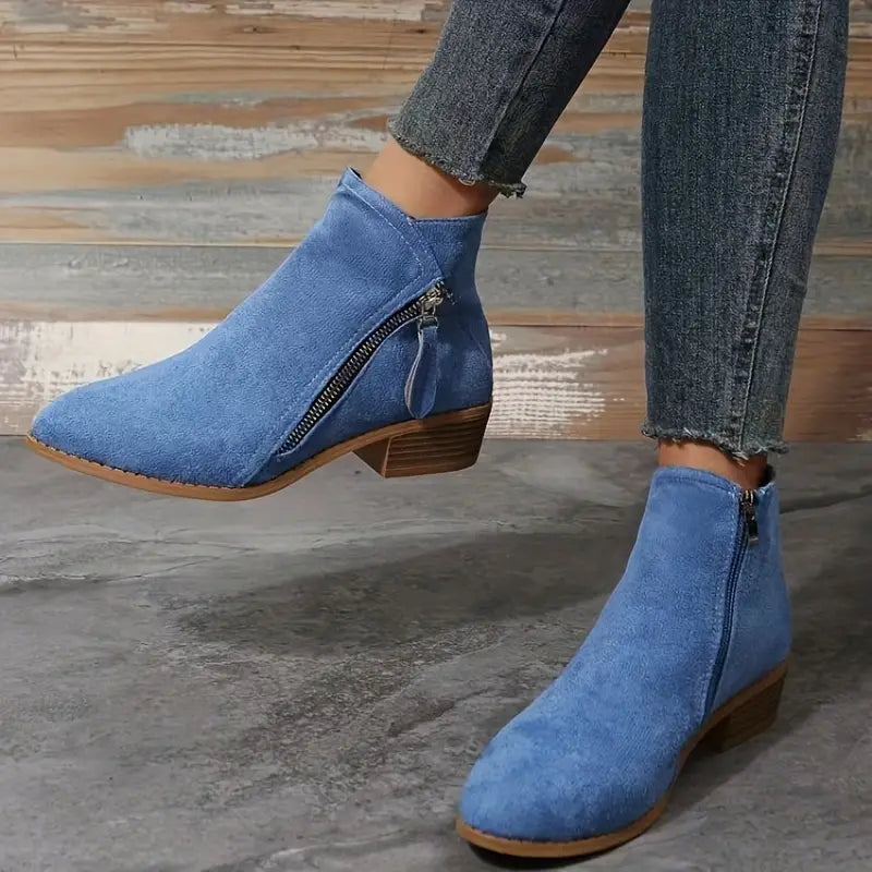 Stylische Vegan Leder Stiefeletten mit Reißverschluss und Absatz für Damen | Ideal für das tägliche Tragen