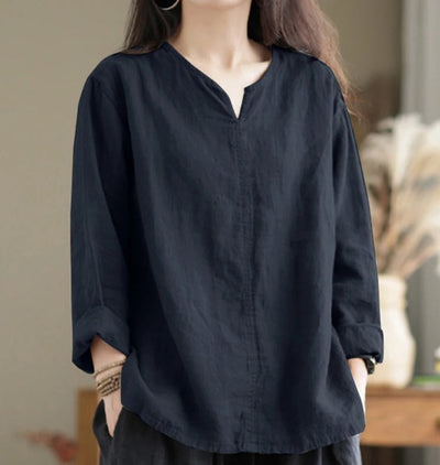 Buchholz® | Bluse mit V-Ausschnitt aus Baumwolle