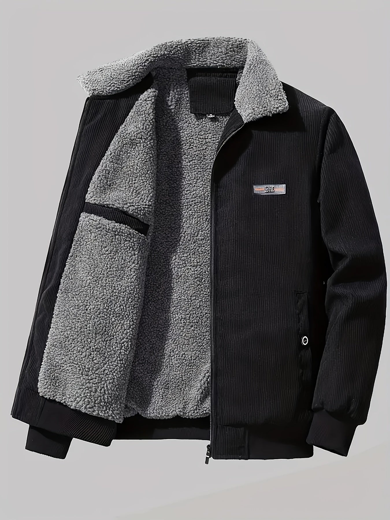 Retro Lange Ärmel Warme Jacke mit Etikettenpatch für Herren | Ideal für den Winter