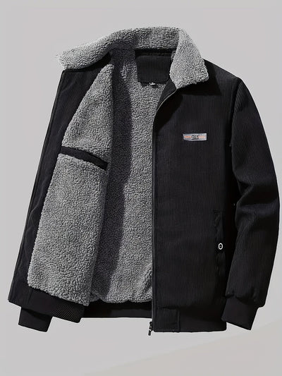 Retro Lange Ärmel Warme Jacke mit Etikettenpatch für Herren | Ideal für den Winter