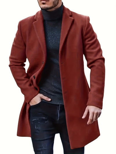 Eleganter einreihiger Trenchcoat für Herren | Ideal für den Winter