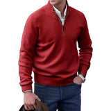 Owen | Eleganter Herren Strickpullover Mit Quarter-Zip – Rot