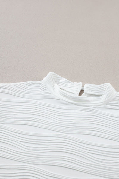 Ina® | Strukturiertes Top mit Stehkragen und kurzen Ärmeln für Damen