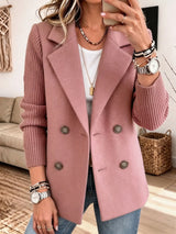 Adalene - Doppelreihiger Blazer mit Strickärmeln – Rosa