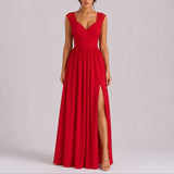 Sophie | Romantisches Herbst-Hochzeitskleid Mit Wickelausschnitt – Rot