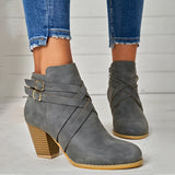 Elisa | Stilvolle Leder Boots Damen Trend – Grau